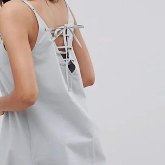 ASOS Trapeze Swing Lace Up Back Midi Sundress Lagenlook Size 0 - Picture 2 of 6